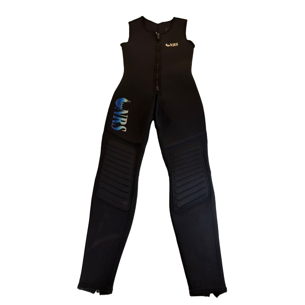 NRS Farmer John Wetsuit Mens M Neoprene Black Padded Knee Kayak Rafting Vintage